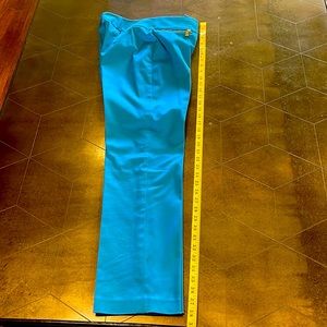 Anne Klein 4P 38” L aqua slacks with gold zipper pockets in excellent condition.